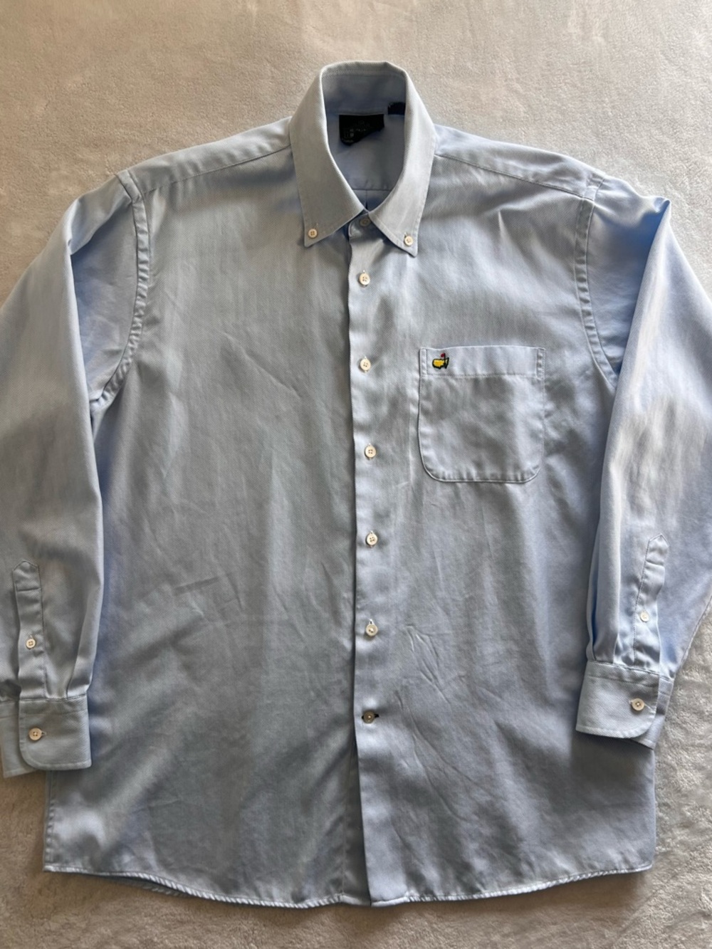 Men's Golf Light Blue Button-Down Dress Shirt with Embroidered Pocket Logo